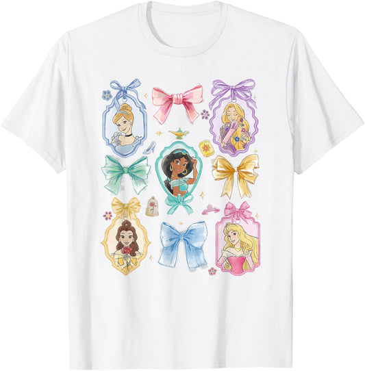 Camiseta Disney Princess and Bows Watercolor Portraits Collage