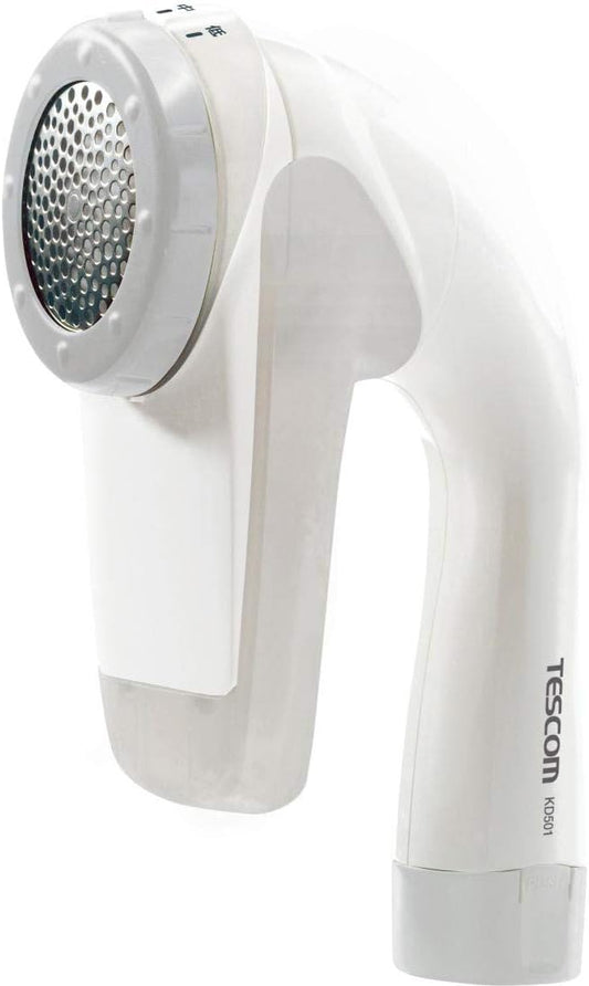 Tescom KD501 W Cordless Pill Cleaner, Battery-operated, Texture Guard (3 Levels Adjustment), Dust Box, Japanese Large Blades, Cleaning Brush, White, Genuine Product