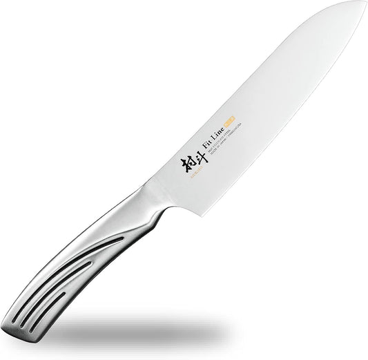 Shimomura Industries MFL-101 Muratou Fit-Line Santoku Knife, 6.5 inches (165 mm), Molybdenum Vanadium Steel, Dishwasher Safe, Made in Niigata Tsubamesanjo