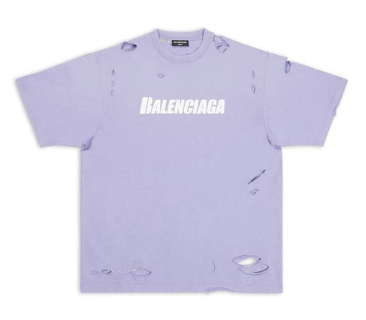 BALENCIAGA 'BOXY' DESTROYED PURPLE TEE