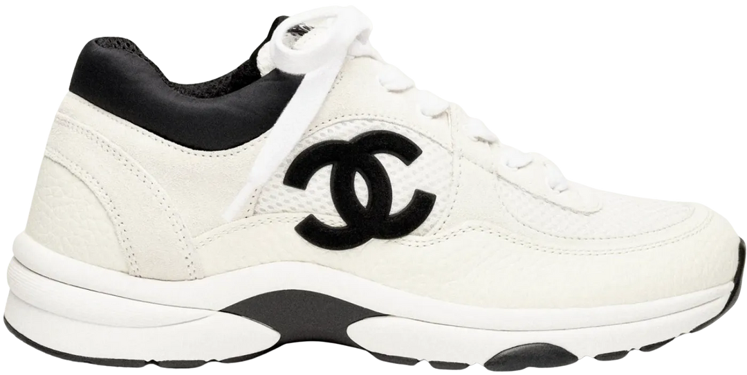 CHANEL 'WHITE' MESH CALFSKIN SNEAKERS