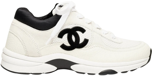 CHANEL 'WHITE' MESH CALFSKIN SNEAKERS