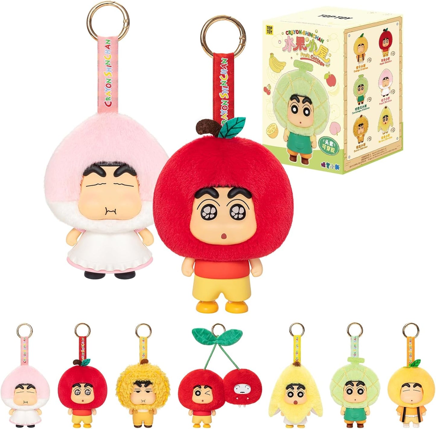 TOP TOY Crayon Shin-chan (Crayon Shin-chan) "Fruit House" Series Plush Pendant【1 Piece】Gacha Gacha Blind Box Figure Plastic Model Premium Toy PVC Sofubi Shin-chan Character Birthday Present Collector