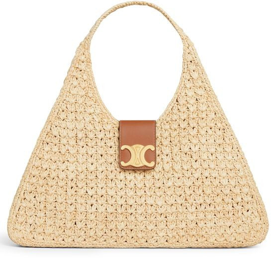 CELINE Cabas triangle in raffia and calfskin - Image 1