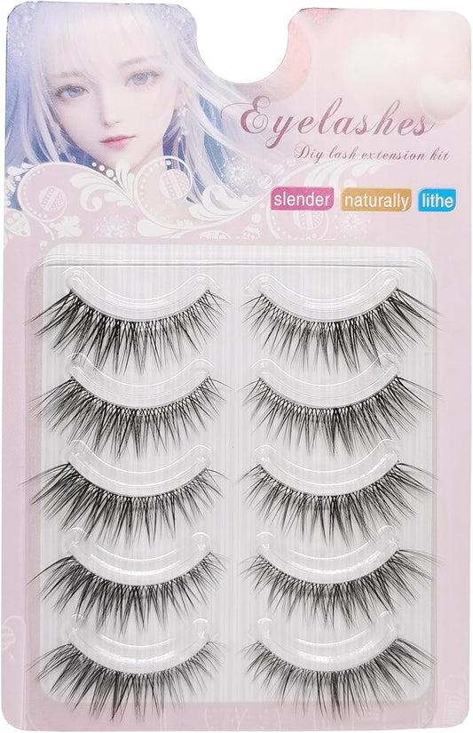 Bodermincer False Eyelashes, Natural Upper Eyelashes, 3D 023 Popular Handmade Actress Eyelashes 5 Pairs (x1)