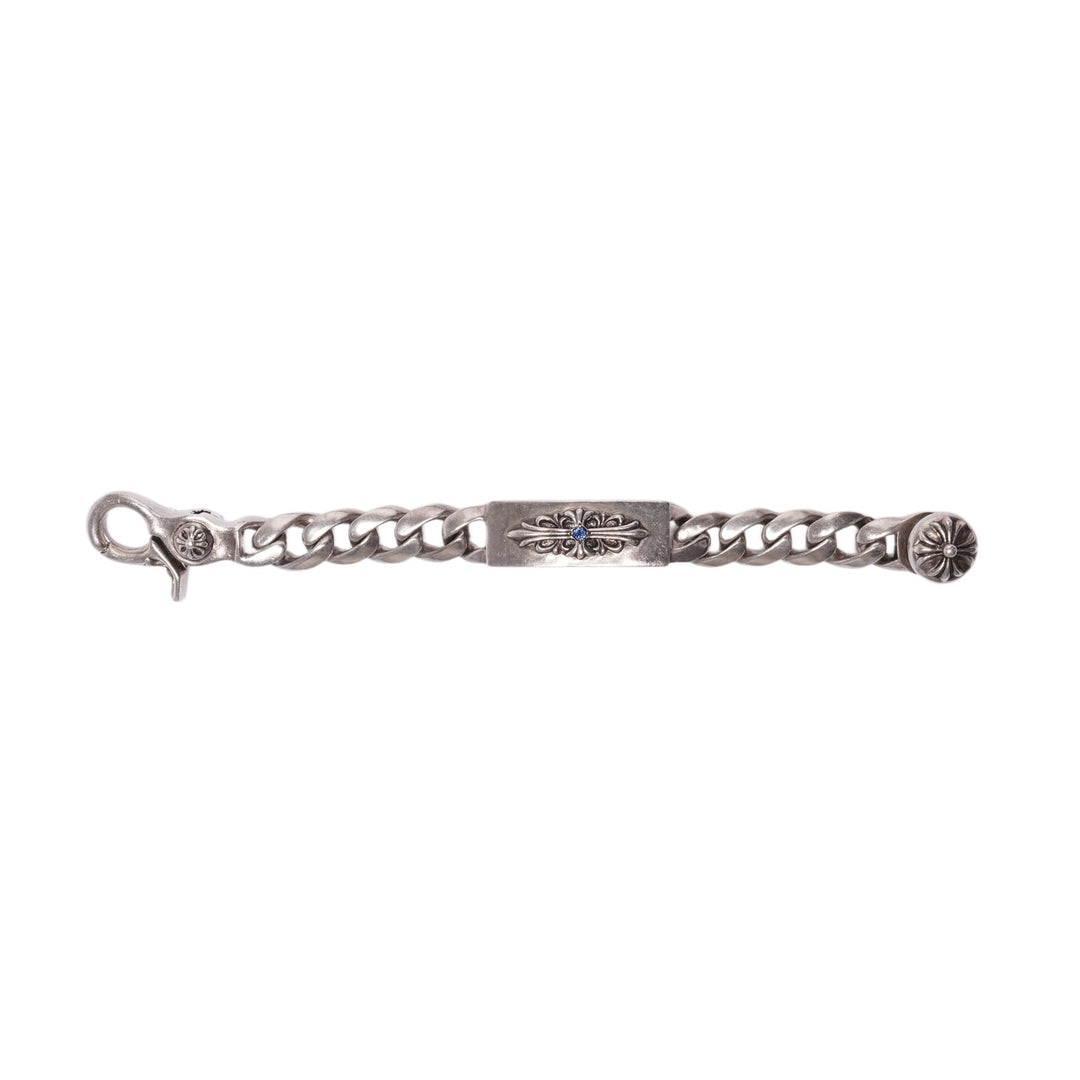 CHROME HEARTS 'BLUE SAPPHIRE' FLORAL ID CUBAN CLASP BRACELET