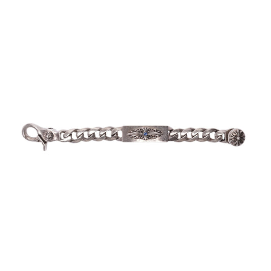 CHROME HEARTS 'BLUE SAPPHIRE' FLORAL ID CUBAN CLASP BRACELET