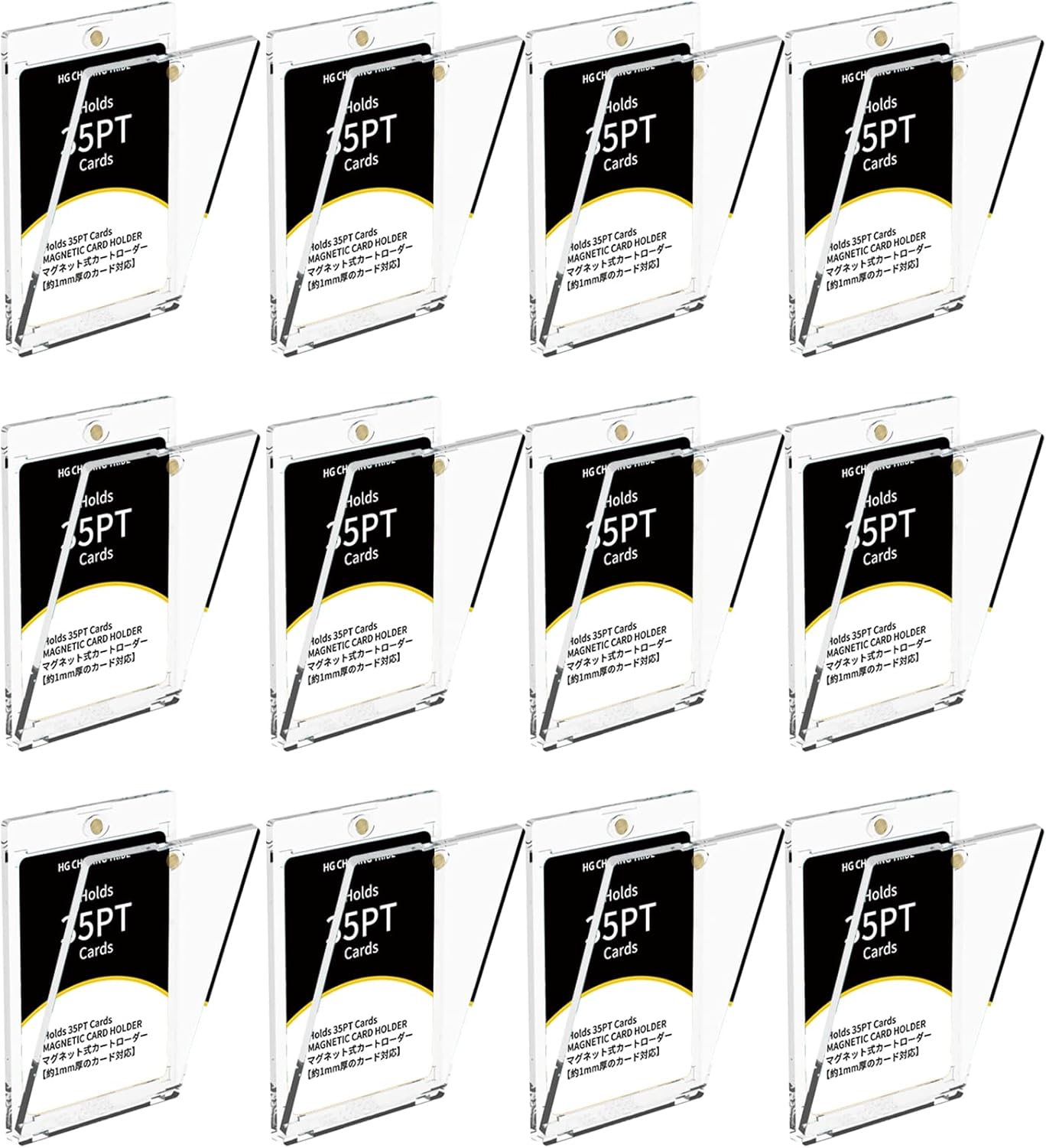 Magnetic Loader, Card Loader, Set of 12, Trading Cards, 35 pt, UV Protection, Magnetic Holder, Card Protection, Storage, Trading Card Protection Case, Collection, Magnetic Type