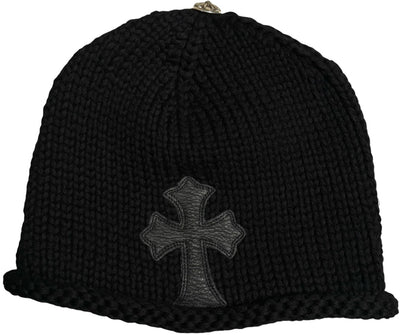 CHROME HEARTS 'LEATHER CROSS PATCH' KNIT BEANIE