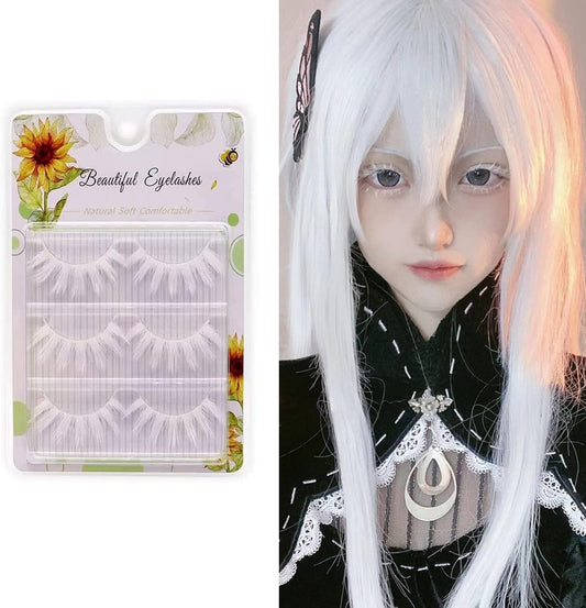 False Eyelashes (3 Pairs) 3D Natural False Eyelashes Top Eyelashes, Popular, Soft Core White, High Quality Fiber, Lifestyle Makeup, Cosplay Makeup, Part, Beginners, Long Lasting, Women's,