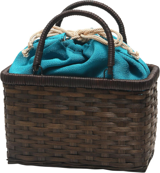 Hasegawa Women's Bamboo Hamper Yukata Basket Bag, Removable Drawstring