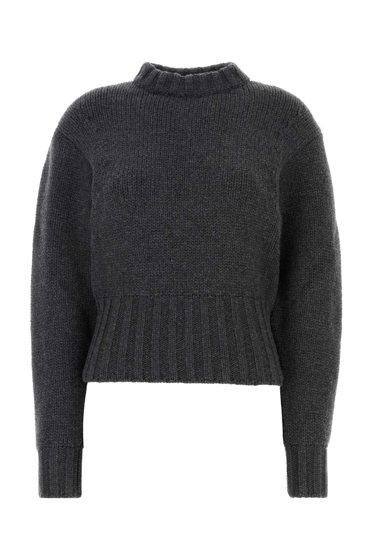Alexander Mcqueen アレクサンダーマックイーンメランジュダークグレーストレッチウールブレンドセーター - Image 1