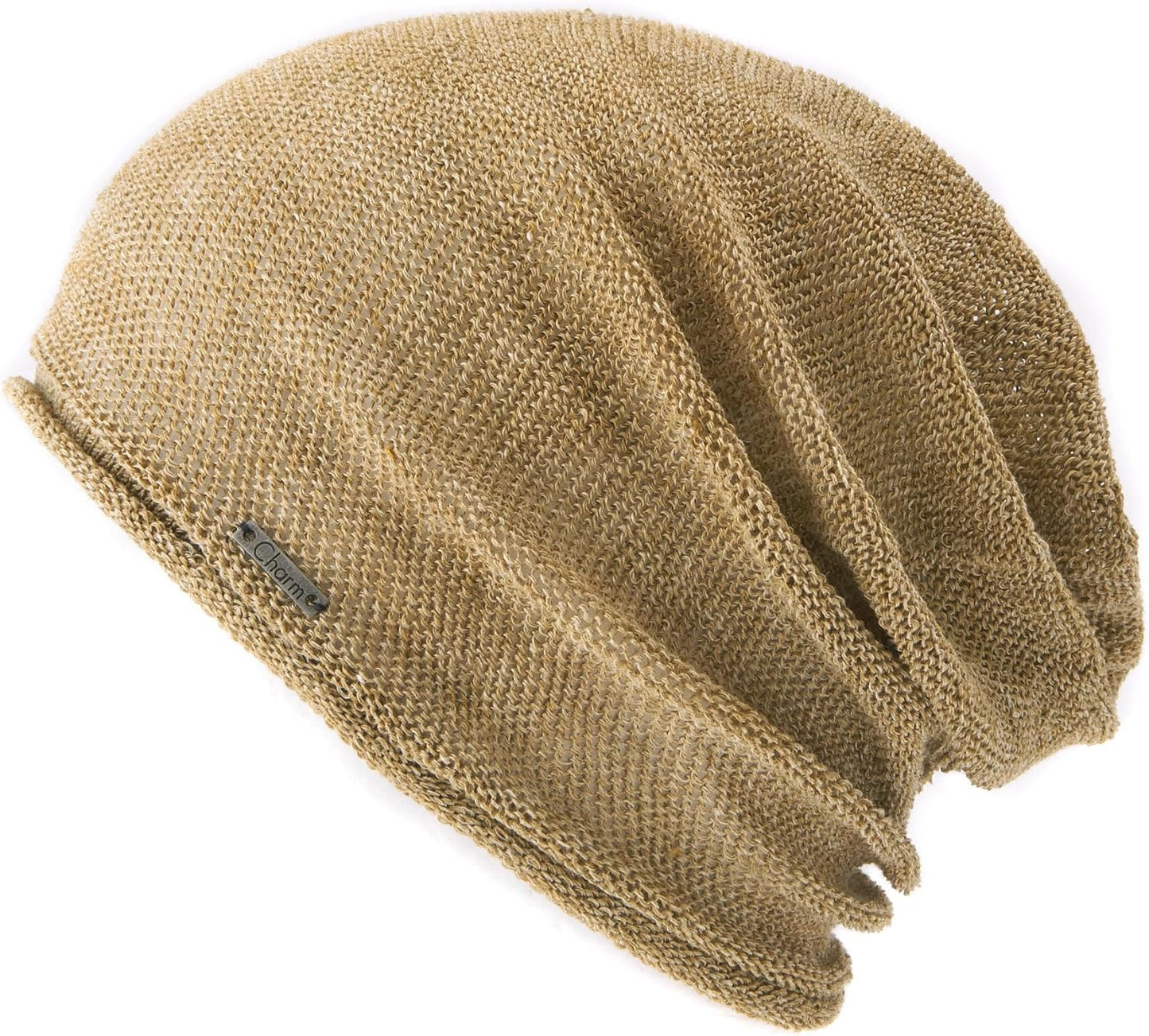 CHARM 100% Hemp, Loose, Non-Sewn, Summer Knit Hat, One Size Fits Most, 5 Colors, Stretch, Cool, Large Sizes