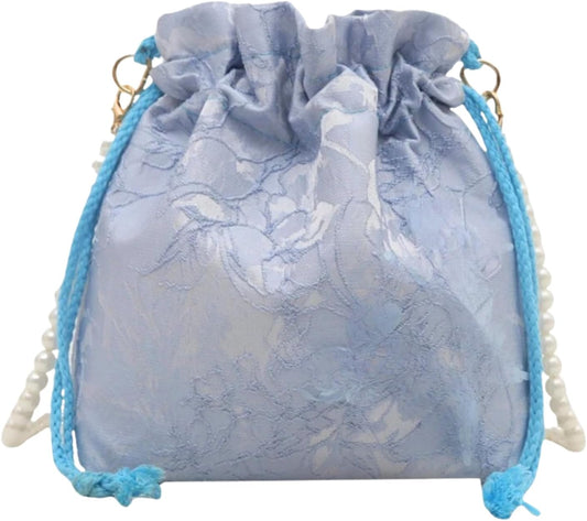 Harzio Yukata Bag, Shoulder Hakama, Drawstring Bag, Yukata, Drawstring Bag, Women's, Shoulder Bag, Pouch, Small, Mini, Yukata, Accessories, Festivals, Bags, Pearl, Chain, Stylish, Cute, Fashionable