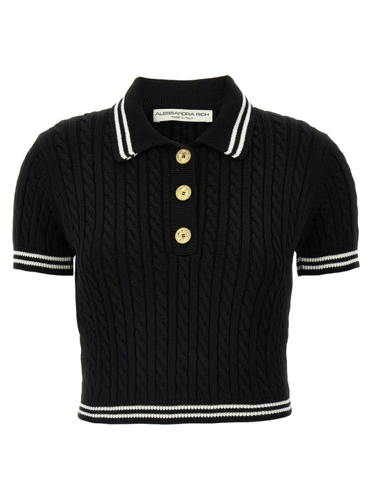 Alessandra Rich Braided Polo Shirt - Image 1