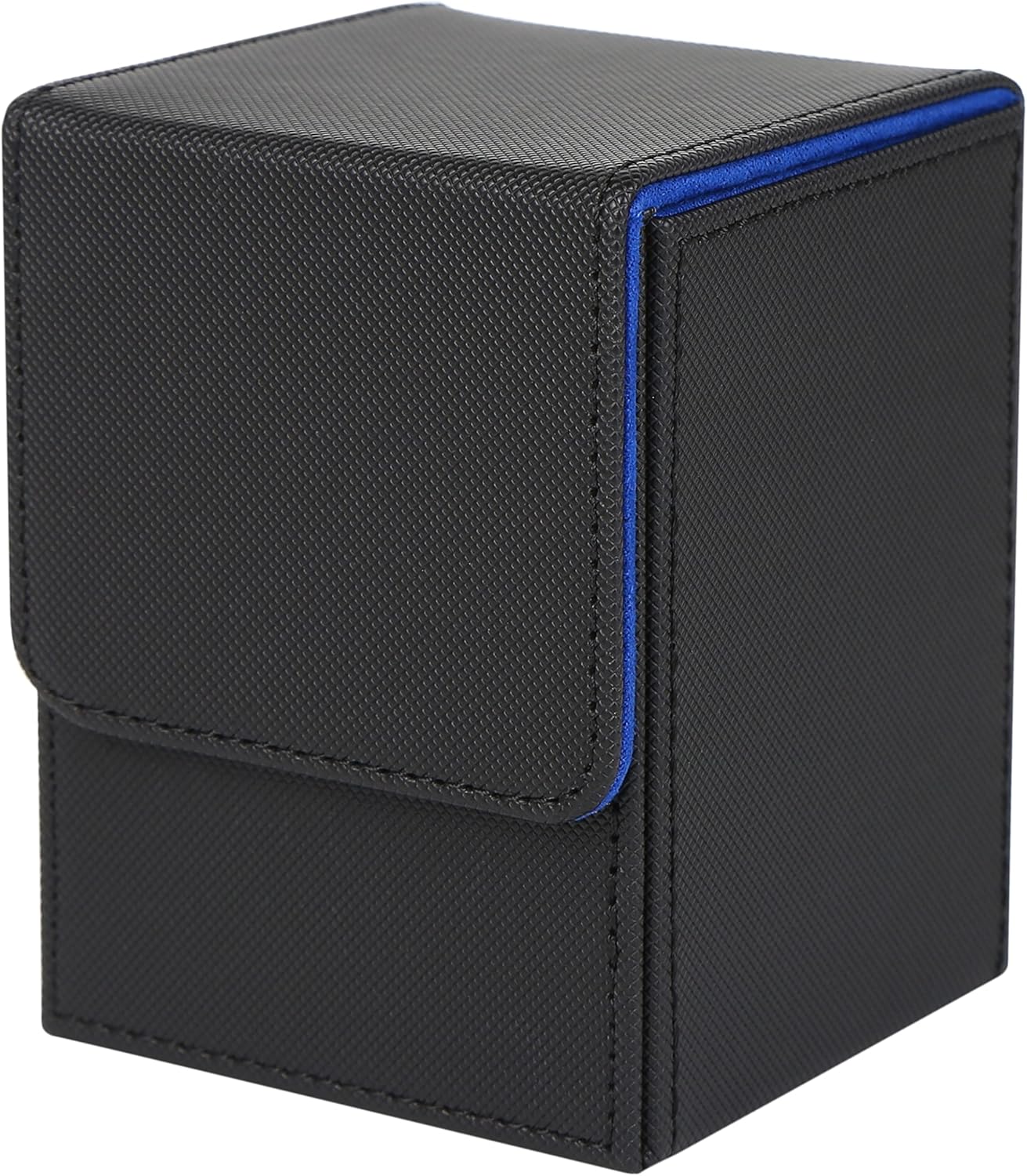 Venssu Deck Case Trading Card Case Vertical Insert Magnetic PU Leather 100 Cards Sleeve Compatible "Yu-Gi-Oh Pokemon Duel Masters Various Card Games BOX" (Black (Blue Interior))