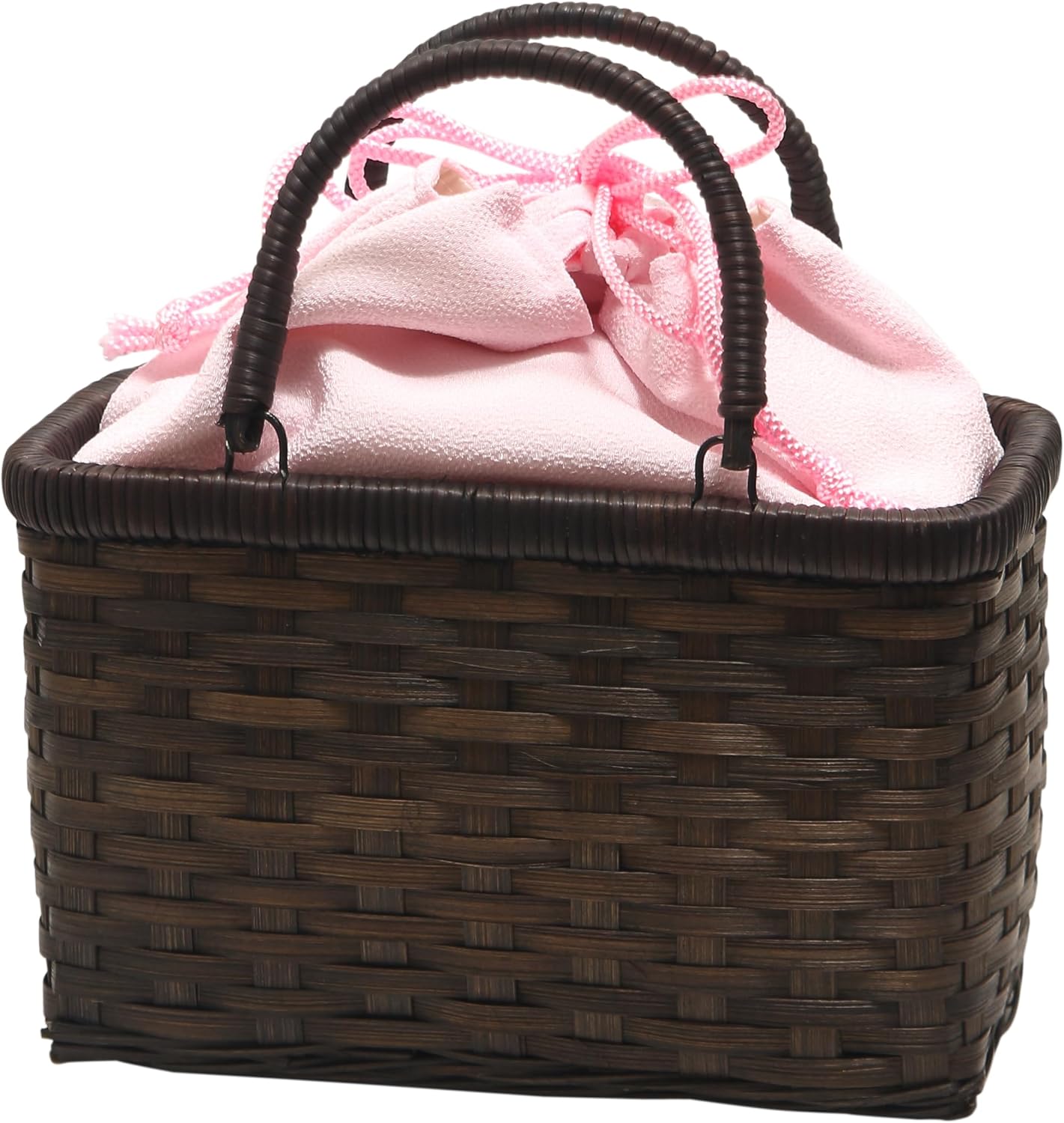 Hasegawa Women's Bamboo Hamper Yukata Basket Bag, Removable Drawstring