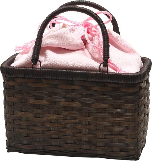 Hasegawa Women's Bamboo Hamper Yukata Basket Bag, Removable Drawstring
