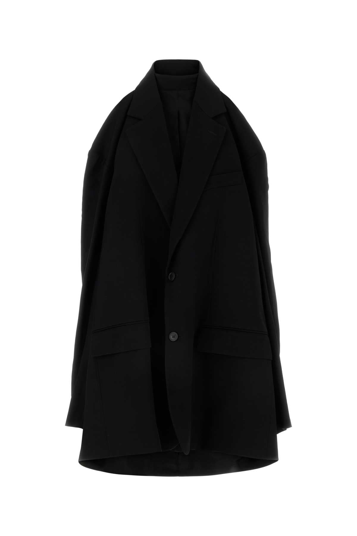 Balenciaga バレンシアガブラックビスコースブレンドブレザードレス - Image 1