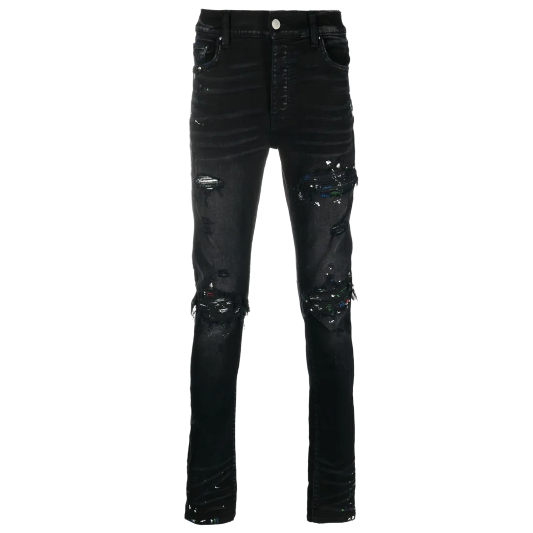 AMIRI 'MX1 PAINT SPLATTER' BLACK JEANS