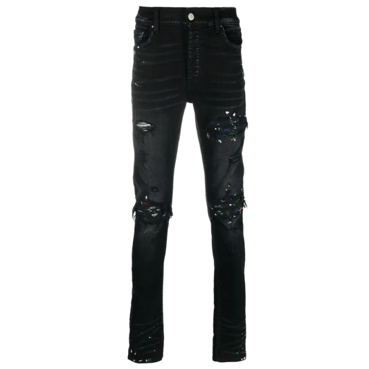 AMIRI 'MX1 PAINT SPLATTER' BLACK JEANS