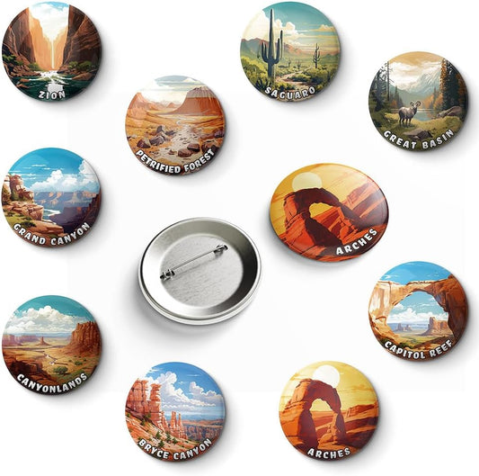 Paquete de 9 insignias vintage para el parque nacional, regalos del parque nacional, recuerdos, ideas, 2.25 pulgadas (UTAH)