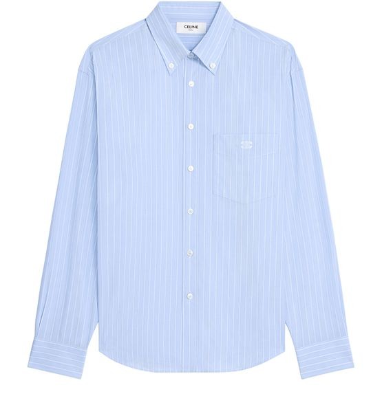 CELINE Relaxed shirt in striped cotton poplin - Image 1