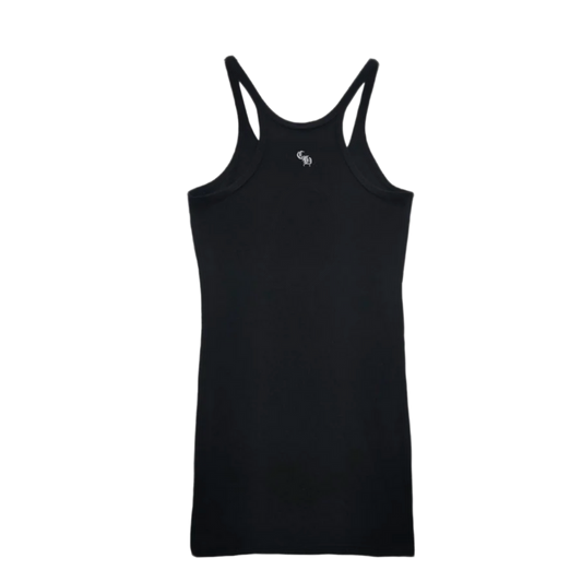 CHROME HEARTS 'BAD SEED CH PLUS CROSS EMBROIDERED' BLACK RIB TANK DRESS