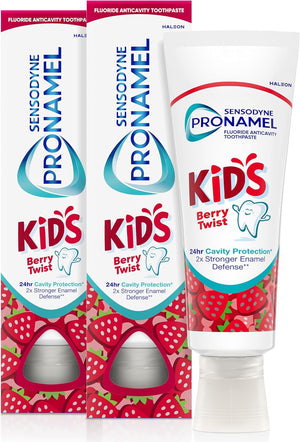 Sensodyne Pronamel Pasta de dientes para niños, pasta de dientes anticaries con flúor, protección contra caries y esmalte, para mayores de 2 años, sabor Berry Twist, 4 onzas (paquete de 2)