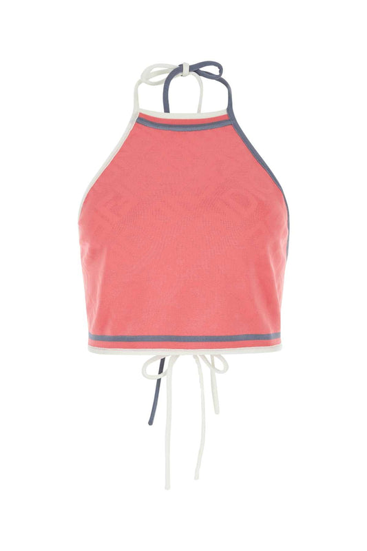 Fendi フェンディダークピンクビスコースブレンドクロップトップ - Image 1
