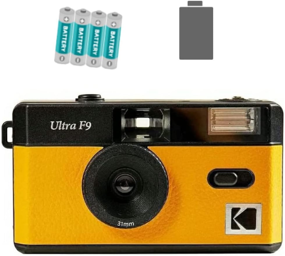Kodak Retro Camera Film Camera ULTRAF9 & 27 Film & AAA Battery, Black Yellow
