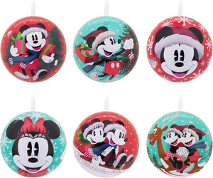 Adornos de Navidad de Hallmark Disney Mickey Mouse y Minnie Mouse, Bola de Lata, Juego de 12