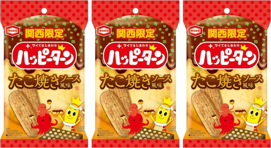 Osaka Souvenir, Souvenir, Kansai, Happy Turn, Takoyaki Sauce, Flavor, 1.2 oz (34 g) x 3 Bags, Kameda Seika