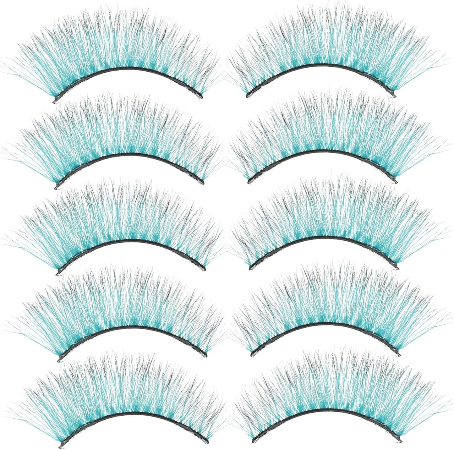 minkissy 10pcs Colored Eyelashes False Eyelash Strips Makeup Eyelashes Bulk Green Eyelashes Colored Eyelash Strip Lashes Bulk Eyelash Lashes Bulk Lashes Lashes Lashes Lash Extensions Eyelashes