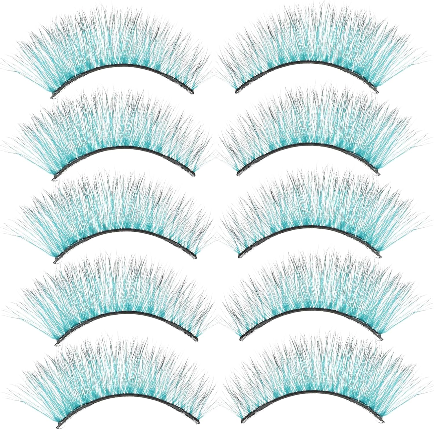 minkissy 10pcs Colored Eyelashes False Eyelash Strips Makeup Eyelashes Bulk Green Eyelashes Colored Eyelash Strip Lashes Bulk Eyelash Lashes Bulk Lashes Lashes Lashes Lash Extensions Eyelashes