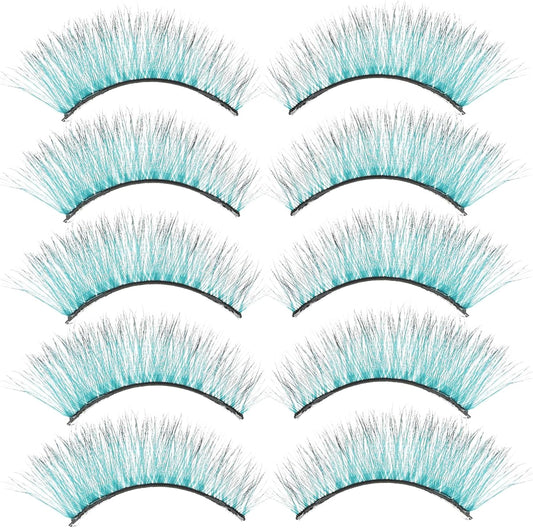 minkissy 10pcs Colored Eyelashes False Eyelash Strips Makeup Eyelashes Bulk Green Eyelashes Colored Eyelash Strip Lashes Bulk Eyelash Lashes Bulk Lashes Lashes Lashes Lash Extensions Eyelashes