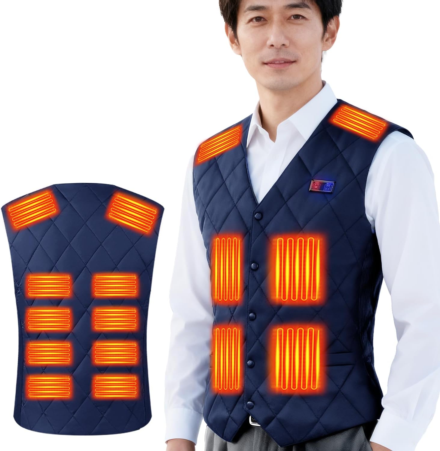 Czlyxo Electric Heating Vest, Heating Vest, 16 Heating Points, 40,800 mAh Battery Included, Japanese Fiber Heater, Heated Clothes, USB/DC Powered, Electric Heating Jacket, Front and Rear Independent