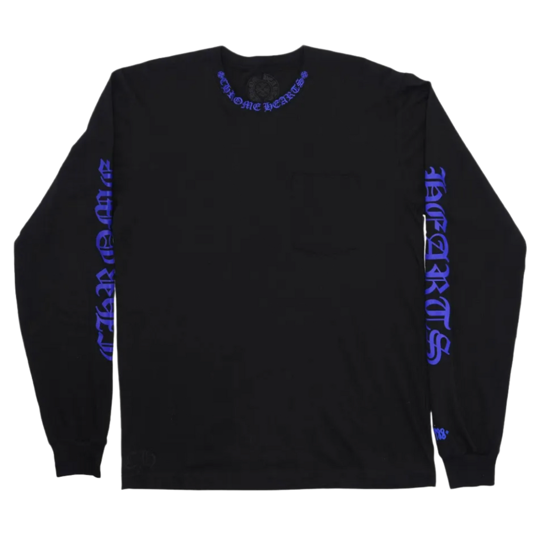 CHROME HEARTS 'BLUE LOGO' 1988 BLACK LONGSLEEVE TEE