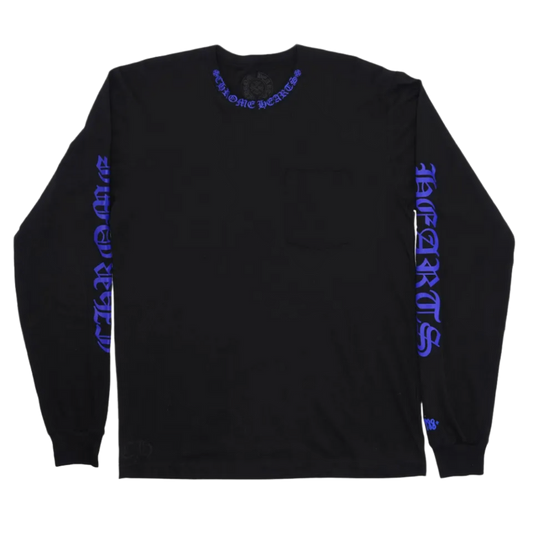 CHROME HEARTS 'BLUE LOGO' 1988 BLACK LONGSLEEVE TEE