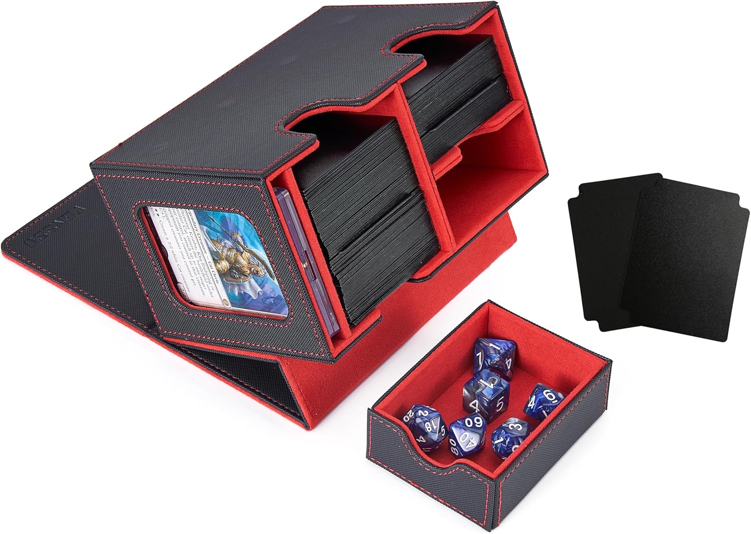 Venssu Deck Case, Trading Card Case, Card Display Window, Dice Box, Holds 200 Cards, 2 Dividers and 1 Magnetic Loader, Compatible with MTG Yu-Gi-Oh, Pokemon, Duema, Various Card Game Box, Sleeve