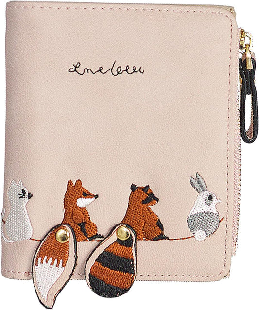 Mini Wallet, Leather Coin Purse, Cartoon Wallets, for Storing and Protecting ID Cards, Credit Cards, Money, Photos (Pink)