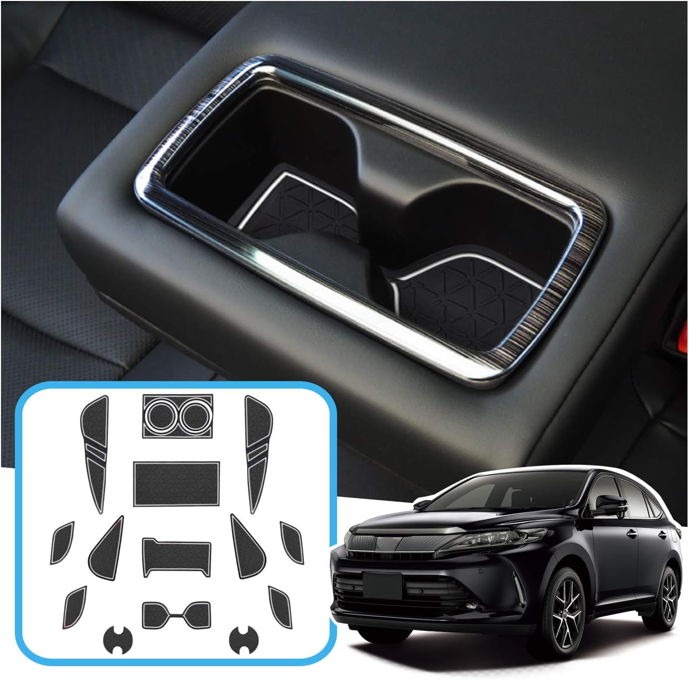 Ruiya Toyota Harrier 80 Series Interior Rubber Mat, Anti-Slip Sheet, Accessories, Pocket Mat, Harrier 80 Series Accessories, Scratch Prevention, Noise Reduction, 17 PCS (White)