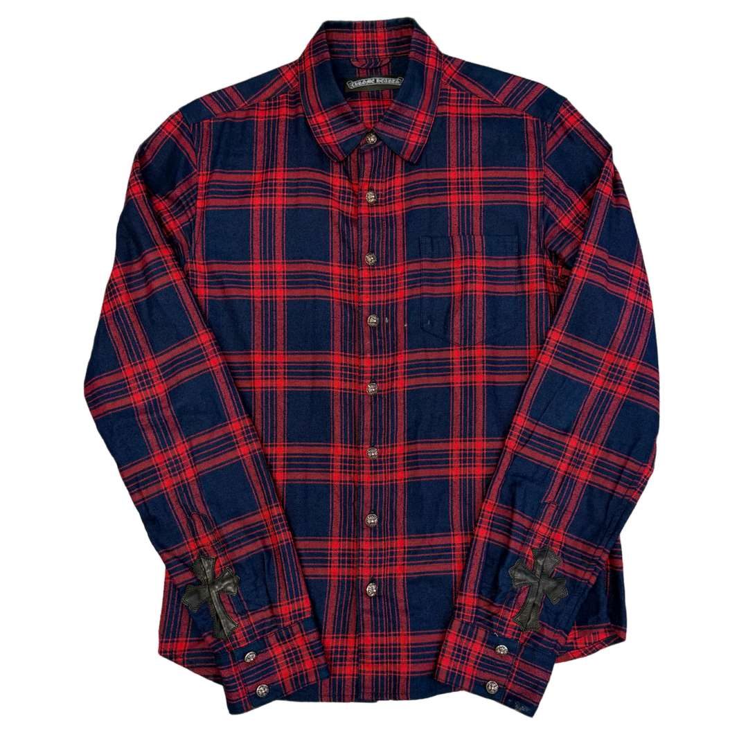 CHROME HEARTS 'NAVY AND RED' CUFF PATCH FLANNEL