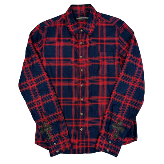 CHROME HEARTS 'NAVY AND RED' CUFF PATCH FLANNEL