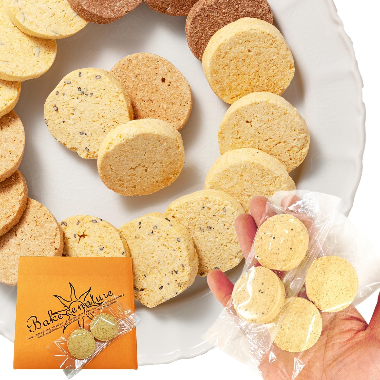 Bake de Nature Soy Milk Okara Cookies Gluten-Free Diet (5 Varieties 500g / Individually Wrapped / Approximately 65 Pieces / Assorted) Low Sugar Low Calorie (Snacks, Sweets) Soy Milk Okara Cookies