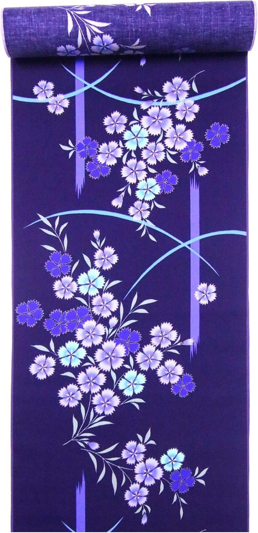 Yukata Kimono No. 252, Nadeshiko Pattern, Navy Blue, navy