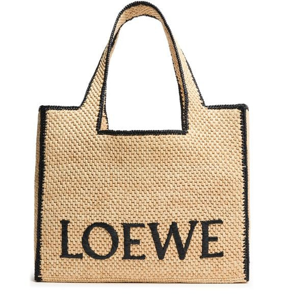 LOEWE Font large raffia tote bag - Image 1