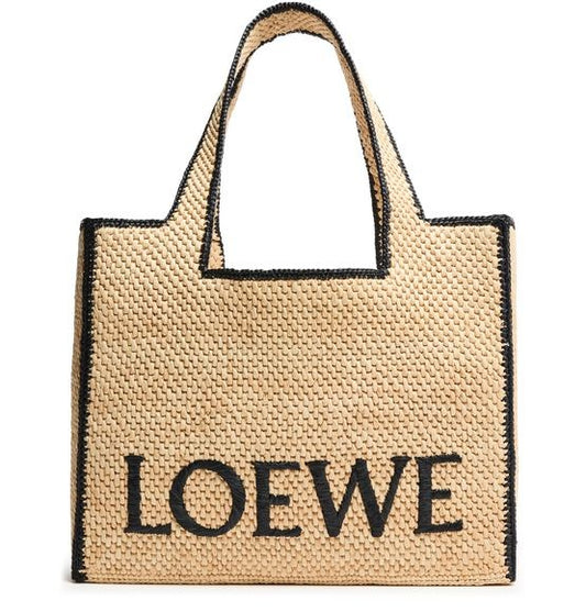 LOEWE Font large raffia tote bag - Image 1