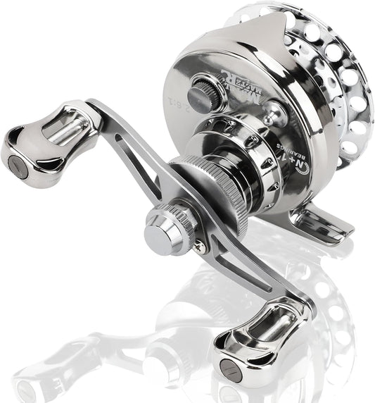 Sanrike Raft Reel, Chinu Reel, Raft Fishing, All Metal, Drop In, Gear Ratio, 3.6:1, Right Winding, Drag Force, 11.0 lbs (5 kg), Squid Reel, Casserole Fishing, Ice Fishing (Metal Plating/Right Winder)