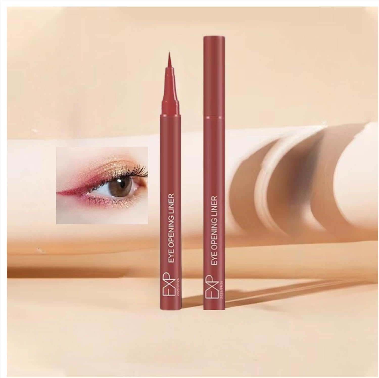 Eyeliner is easy to draw, easy to draw, easy to blur, waterproof water that is easy to dry off for beginners, easy to improve eye impression; 8 colors (wine red)